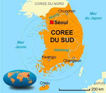 Carte de la CorÃ©e du Sud