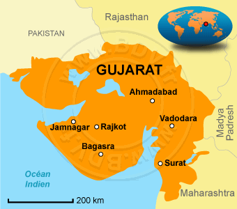 Carte de l' Etat du Gujarat