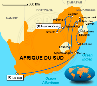 Carte circuits Afrique du Sud