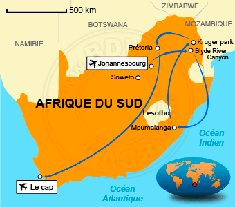 Carte circuits Afrique du Sud