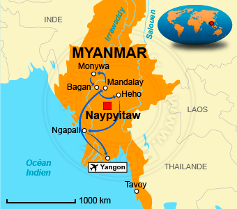 Carte circuits Birmanie Myanmar