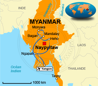 Carte circuits Birmanie Myanmar