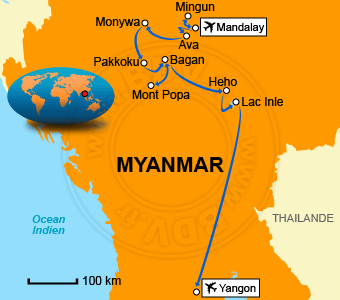 Carte circuits Birmanie Myanmar