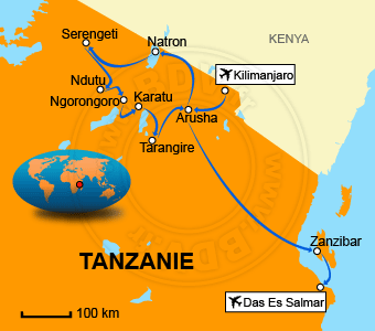 Carte circuits Tanzanie